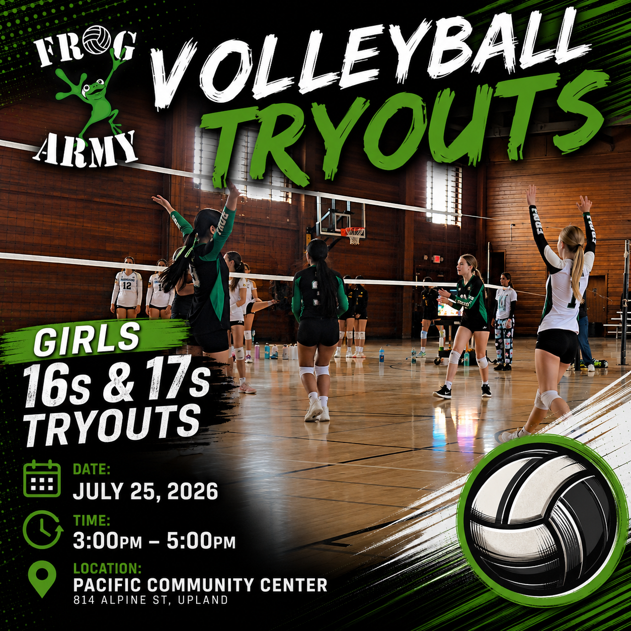 Tryouts July 25th 3-5pm at Pacific Community Center 814 Alpine St, Upland, CA