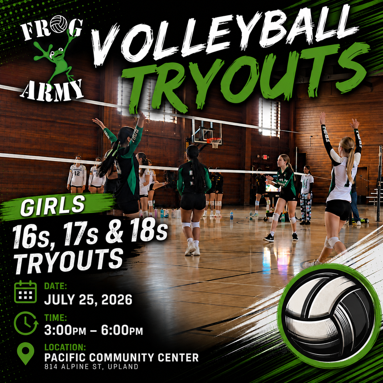 Tryouts July 25th 3-5pm at Pacific Community Center 814 Alpine St, Upland, CA